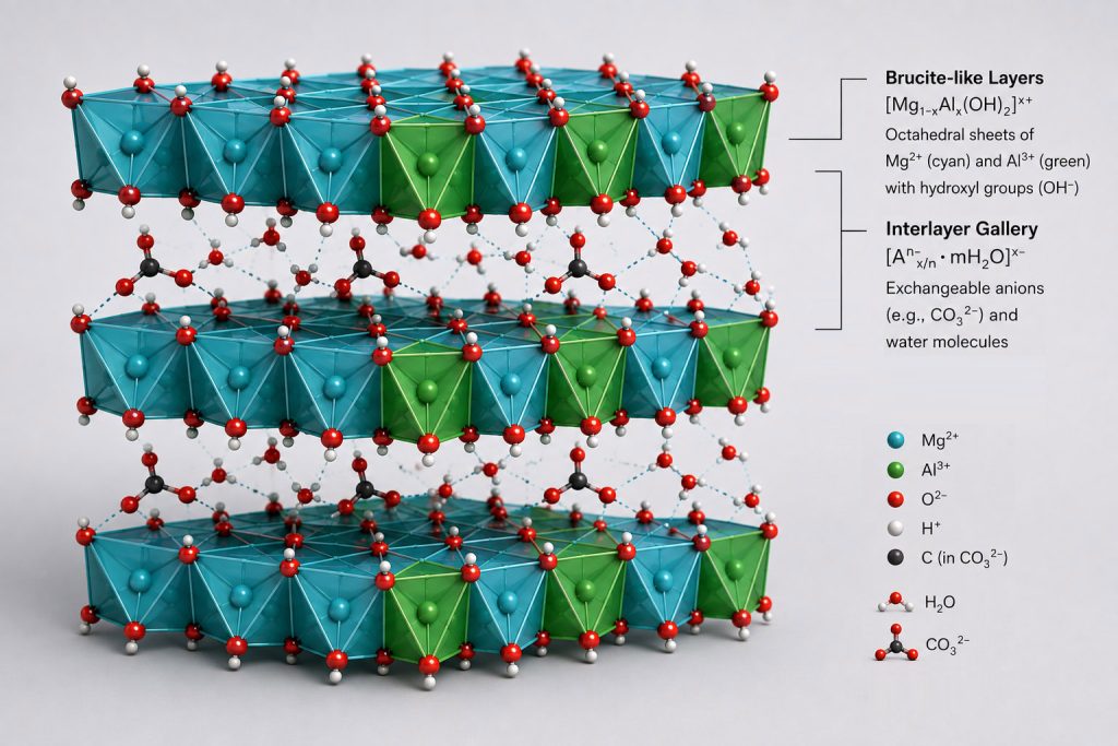 ساختار لایهای هیدروتالسیت Hydrotalcite structure